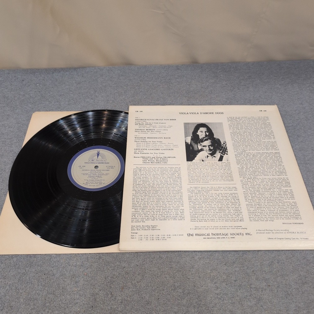 Viola Viola D'Amore Duos LP Karen Phillips Walter Trampler MHS OR 398 Classical - Picture 2 of 2